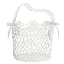 Hand Knitting Wedding Flower Girl Basket Ceremony Party Bowknot Basket 