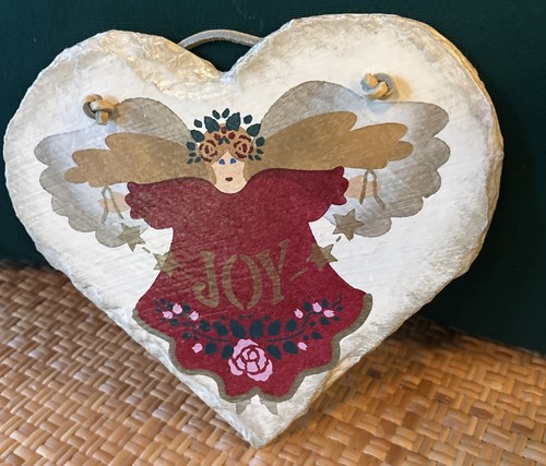 Angel slate painting - angel, heart