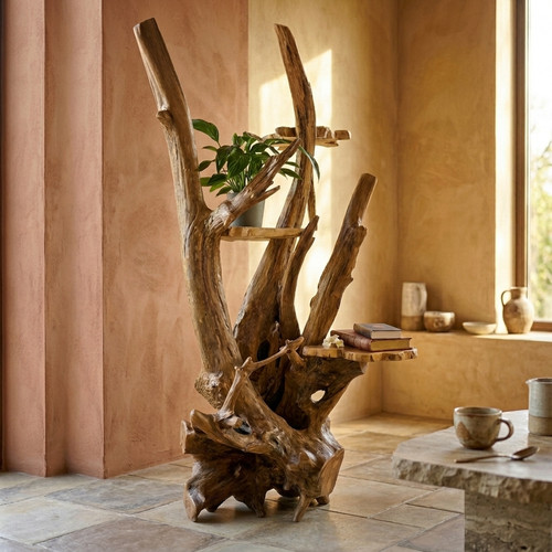Teak root flower display - root,
