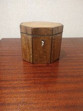 Antique Rare Small Octagonal Wooden Caddy 4 Inches High