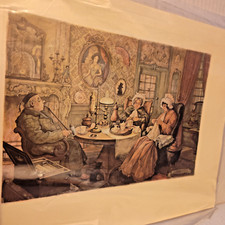 VTG 1970s Anton Pieck “Ladies Sewing” Donald Art Print Dutch Interior Scene