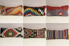 2025 New Stock Luxury Wool Turkish Colourful Pure Kilim Cushion Cover 60 x 30cm