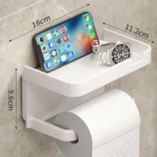 Home Bathroom Wall Mounted Toilet Roll Paper Holder Shelf Phone Stand Organizer