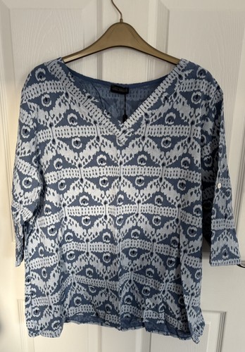Linen blue white - white, luca