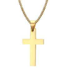 Mens Women Chain Necklace Black Cross Stainless Steel Pendant Crucifix Jesus UK