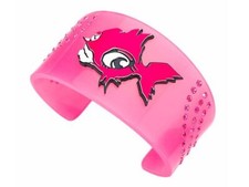 Punky Fish Pink Bangle with Cerise Crystals - Funky Accessories for Fun Style