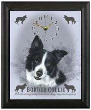 Border collie clock wall or freestanding gift present xmas christmas