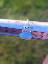 ✨ White & Blue Australian Opal Ring – 925 Sterling Silver – Adjustable Size ✨