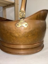 Antique Country House Copper Fireside Helmet Coal Log Scuttle Bucket Plant Pot 