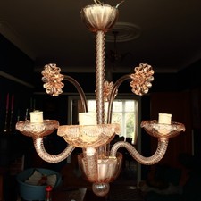 Murano Pink Glass Chandelier