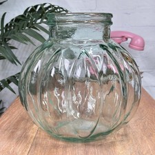 Large Vintage Green Glass Vase | 1970s Ribbed "Garlic Clove" Carboy Storage Jar