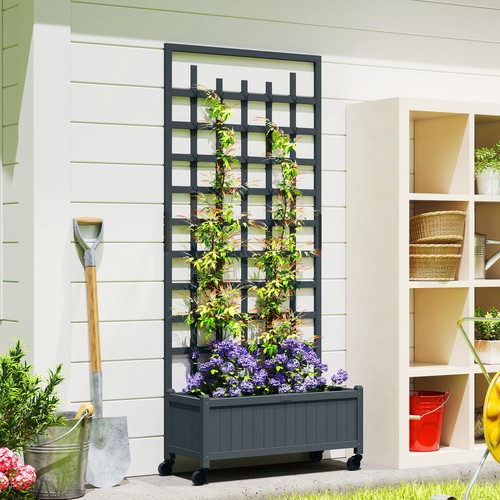 Wooden trellis planter raised - wooden,