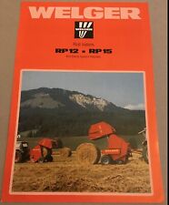 WELGER Roll - Round Baler RP12  RP15 Original 1980s Vintage Sales Brochure