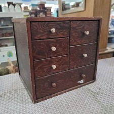 Antique 1930s Quartersewn Oak Apothecary sewing cabinet trinket box top handle 