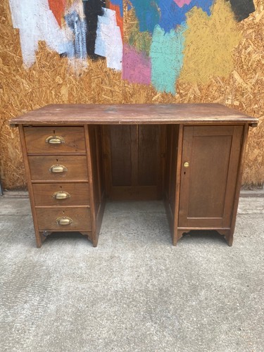 Vintage oak school - school, desk