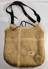 Ugg Shearling Shoulder Bag Beige Lined Hobo Sheep Skin & Pocket Book Coin Purse