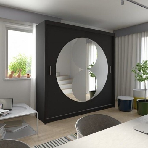 Wardrobe round mirror sliding - wardrobe,