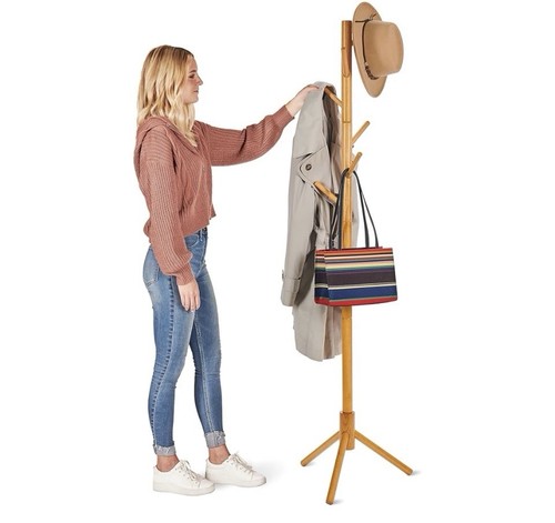 Wooden coat rack stand - stand, hooks