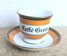 Vintage Richard Ginori Antico Caffe Cafe Greco Orange Espresso Coffee Cup Saucer