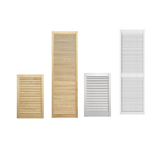 Wooden louvred front door - louvred,