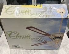 UltraFrame 44” Conservatory Ceiling Fan – Brass, Rattan Blades, 3-Light – New