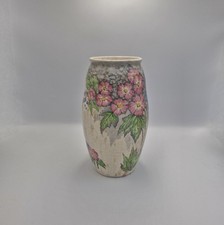 Vintage Floral Decorated Vase 40s 50s 24cm Cottagecore Whimsical 