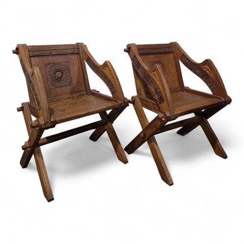 Antique pair carved - antique, oak