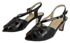 Ladies Equity Black Leather/ Patent Open toe Heeled Sandals UK 4 E: Sarah