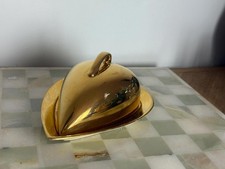Vintage Royal Winton Grimwades Heart-Shaped Butter Dish Gilded Ceramic, 1950s