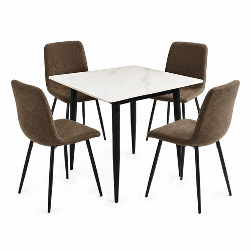 Piece cream marble dining - 5,