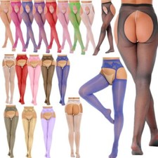 UK Women High Waist Fishnet Tights Suspenders Pantyhose Thigh High Stockings