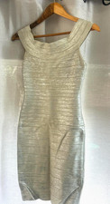Herve Leger Silver metallic Scoop Neck bandage dress size S