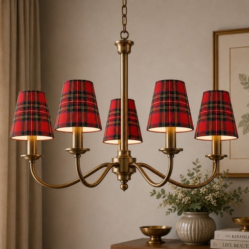 Red tartan candle lampshades - candle,