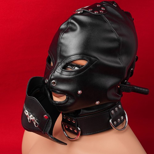 Leather bondage headgear - pu,