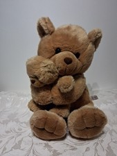 Anna Club Plush Bear with Baby. The Leather Bag Line 20" Long laid flat. (C/N)