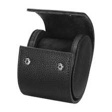 Watch Roll Travel Case Single Slot Portable Leather Watch Cases, Textured Black