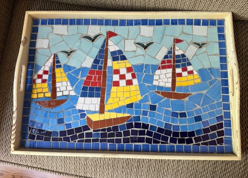 Handmade mosaic sailboat - handmade,