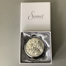 F.Hinds. Sophia Collection - Silver Plated Butterfly And Flowers Compact Mirror.