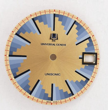 Universal Geneva Rare Original Unisonic Vintage Buzzsaw Gold Dial Tritium NOS