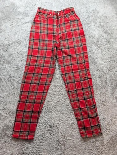 Y2k red tartan plaid trousers - y2k,