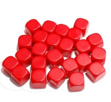 24 Blank Red Dice, (plastic