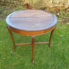 Antique Edwardian Oak Round Folding Card Table Occasional Coffee Demi Lune