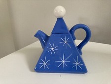 Blue Ceramic Pyramid Tea pot Studio Pottery Unique   Australian marked by maker