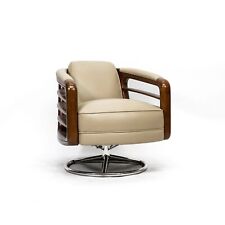 Club Chair " Marisol " Leather Beige Rotating Vintage 20er Art Deco Retro Cigar