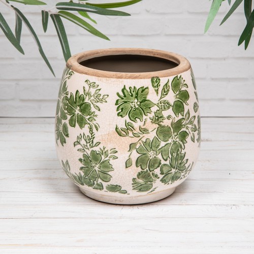 Vintage green cream floral - vintage,