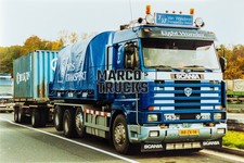 Truck photo Scania 143H 450 Container semitrailer Netherlands blue Van Won #a4fk