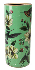 Oriental Chinese Ceramic Porcelain Green Hummingbirds Umbrella Stand Pot