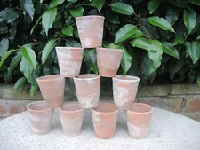 10 Old Vintage Hand Thrown Terracotta Plant Pots 2.75"  Seedling Pots (319)