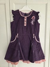 Feu Follet Purple Corduroy Broderie Edged Dress Aged 2-3 Years