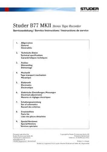 Service manual for revox 77 - manual,
